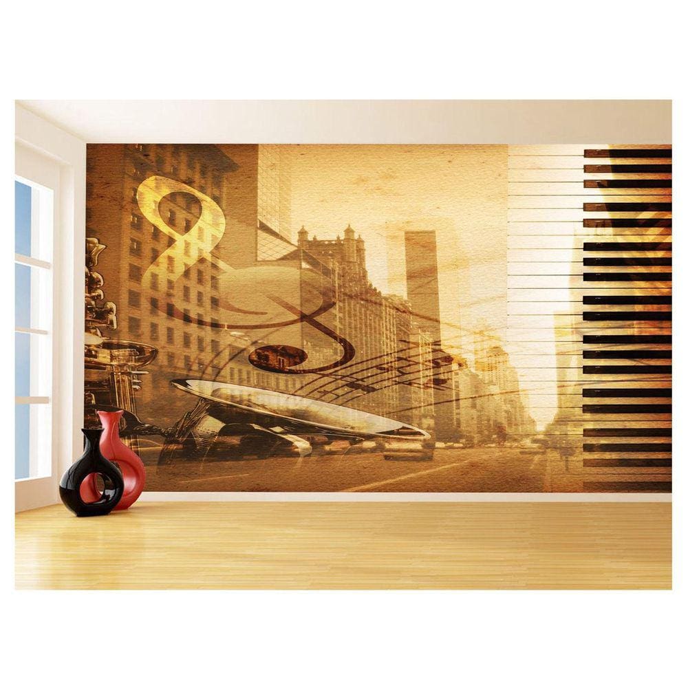 Papel De Parede 3D Musica Notas Musicais Piano 3,5M Mus45
