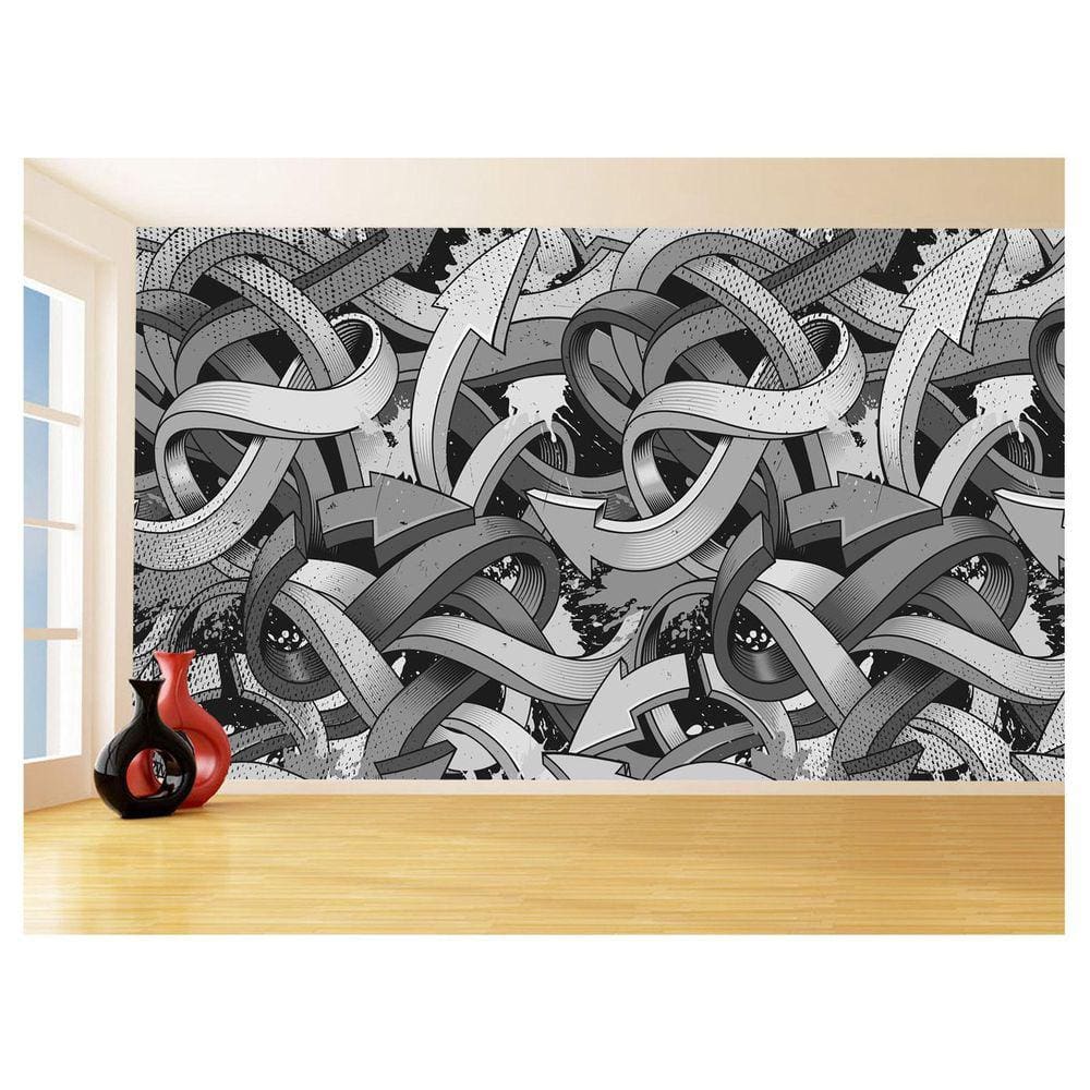 Papel De Parede 3D Arte Graffiti Mural Setas Cor 3,5M Tra96