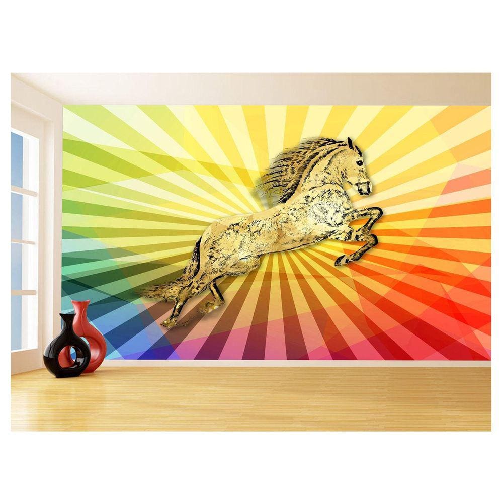 Papel De Parede 3D Animais Pop Art Cavalo Cores 3,5M Pxa314