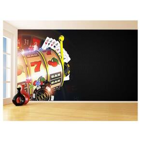 Papel De Parede 3D Salão De Jogos Cartas Poker 3,5M Jcs102
