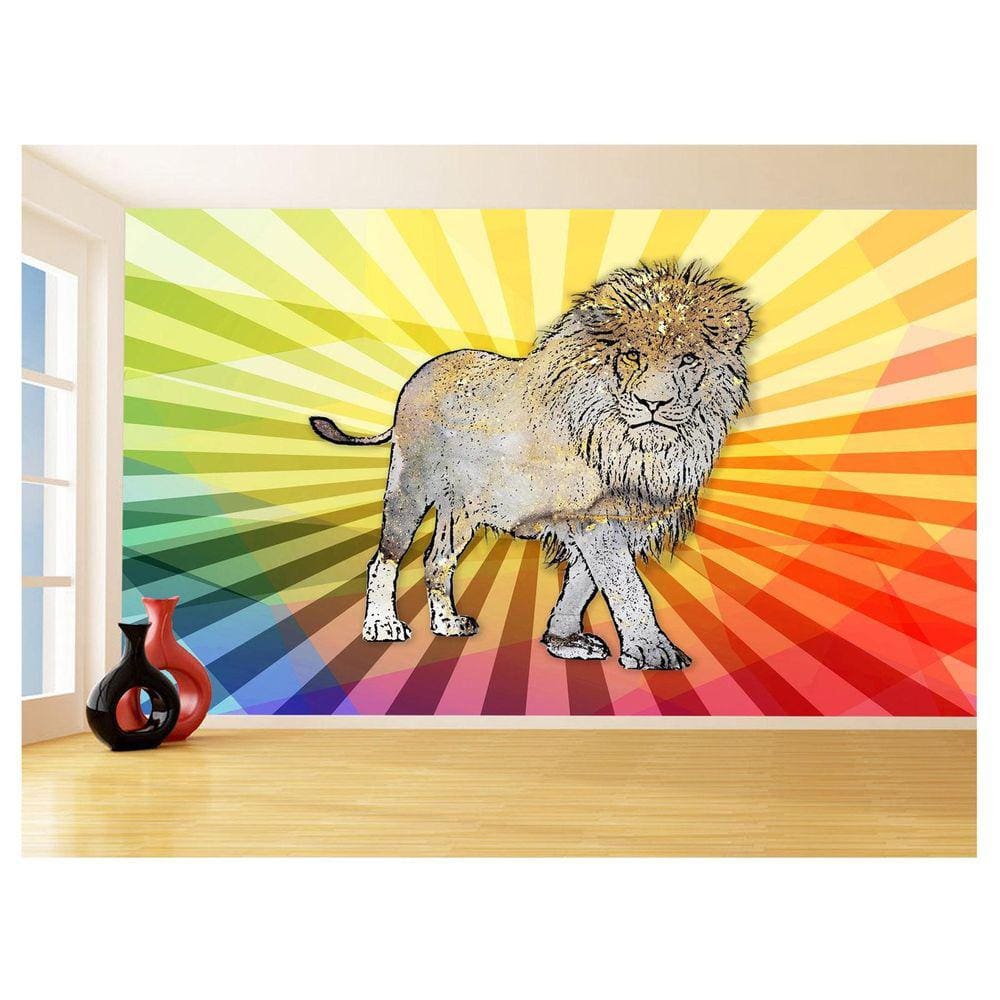 Papel De Parede Animais Pop Art Leão Rei Selva 3,5M Pxa35