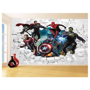 Papel De Parede 3D Vingadores Entrando Quarto 3,5M Nhma116