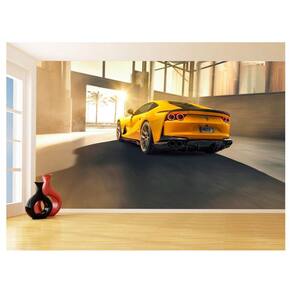 Papel De Parede Carro Ferrari Amarela Garagem 3,5M Car158