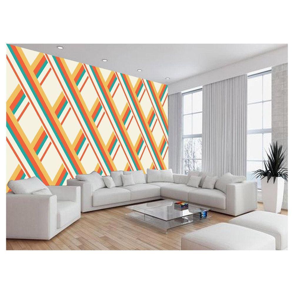 Papel De Parede 3D Listras Cores Padrão Diagonal 3,5M Lst05