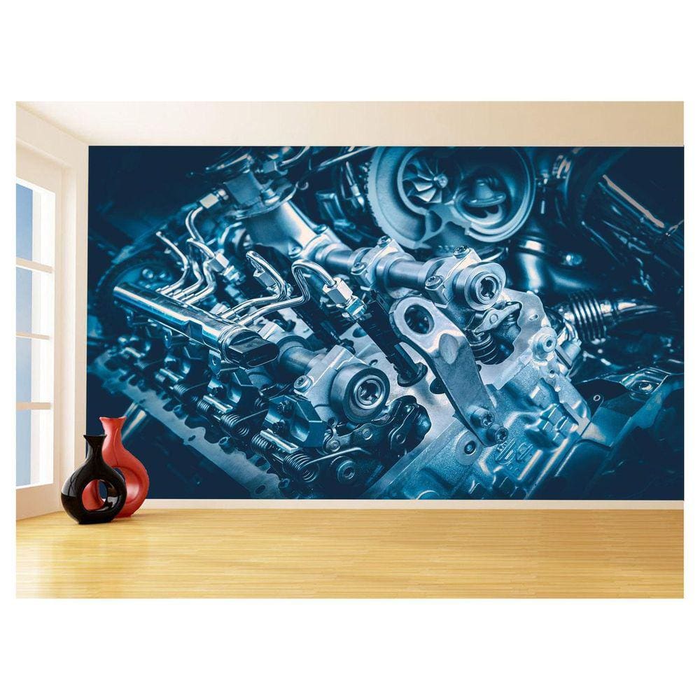 Papel De Parede 3D Carro Antigo Motor V8 Mural 3,5M Cxr88