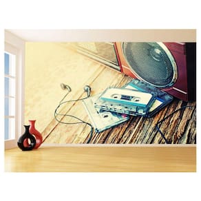 Papel De Parede 3D Musica Toca Fita Retrô Tape 3,5M Mus49