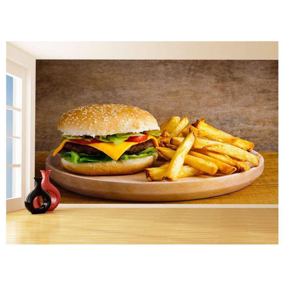 Papel De Parede 3D Alimentos Lanches Artesanais 3,5M Al431