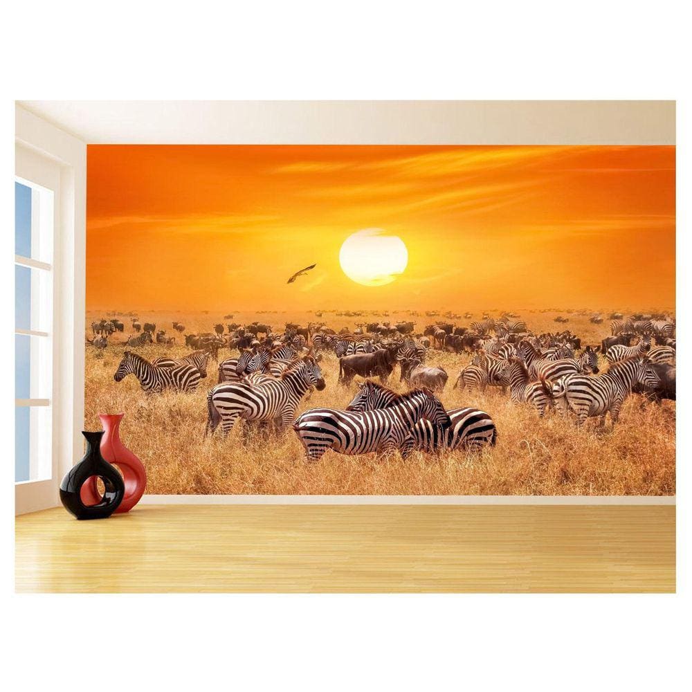 Papel De Parede 3D Animais Zebras Safári Savana 3,5M Anm579