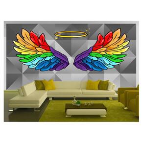 Papel De Parede 3D Arte Asas Selfie Insta Cores 3,5M Tra269