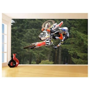 Papel De Parede 3D Moto Cross Trilha Terra Mx 3,5M Bkm15