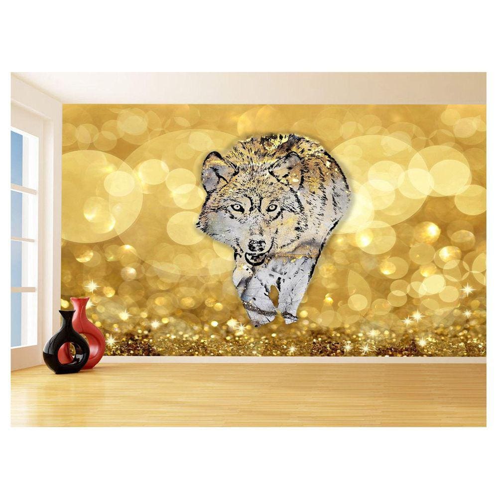 Papel De Parede Animais Pop Art Lobo Colorido 3,5M Pxa620