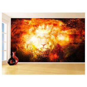 Papel De Parede 3D Animais Leão Rosto Estrelas 3,5M Anm444