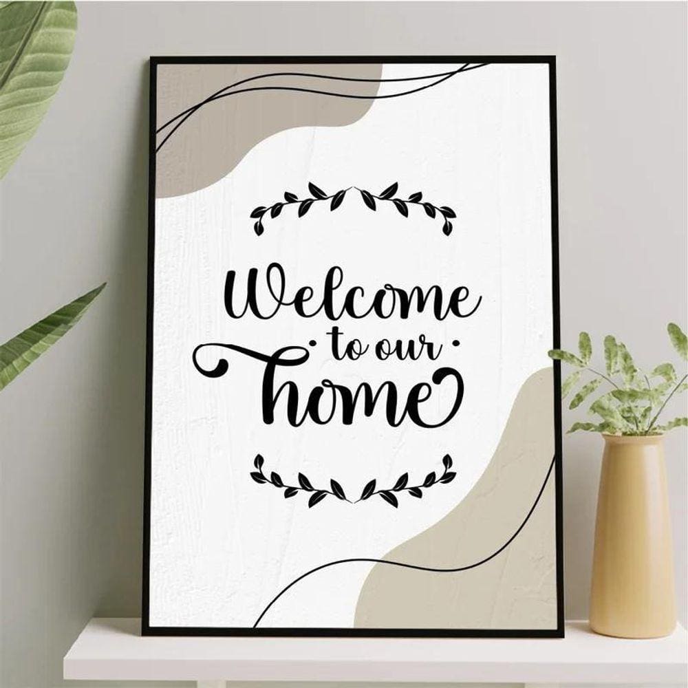 Quadro Welcome To Our Home 33X24Cm Branca