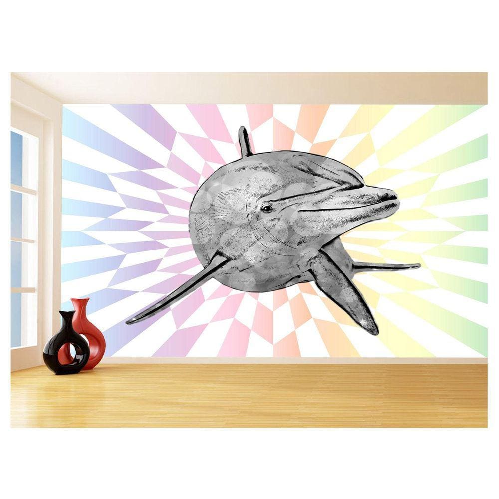 Papel De Parede 3D Animais Pop Art Golfinho Cor 3,5M Pxa285