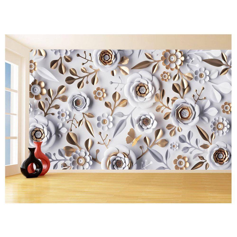 Papel De Parede 3D Floral Textura Sala Flores 3,5M Xfl355