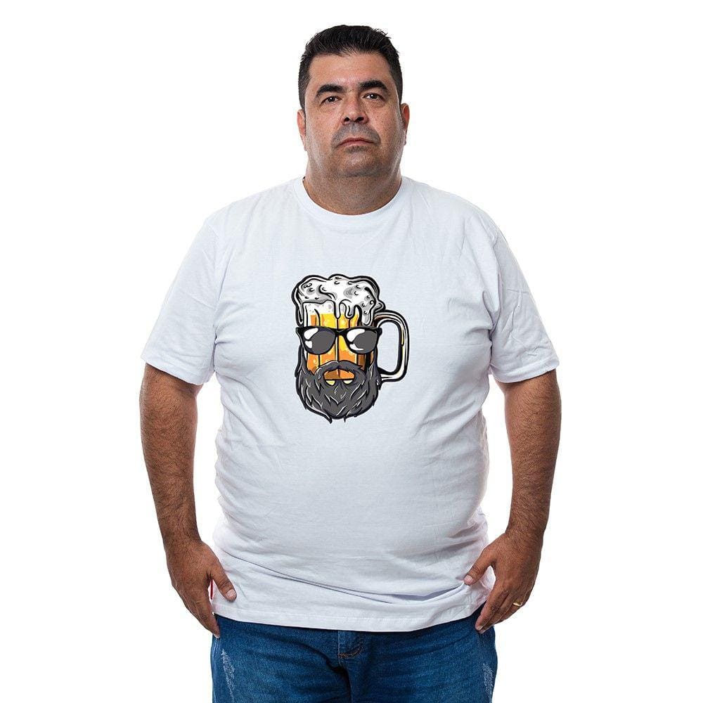 Camiseta Estampada Algodao Manga Curta Plus Size Masculina Com Abridor De Garrafa