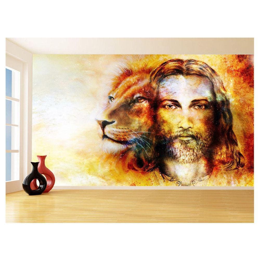 Papel De Parede 3D Religioso Jesus Leão De Judá 3,5M Rl89