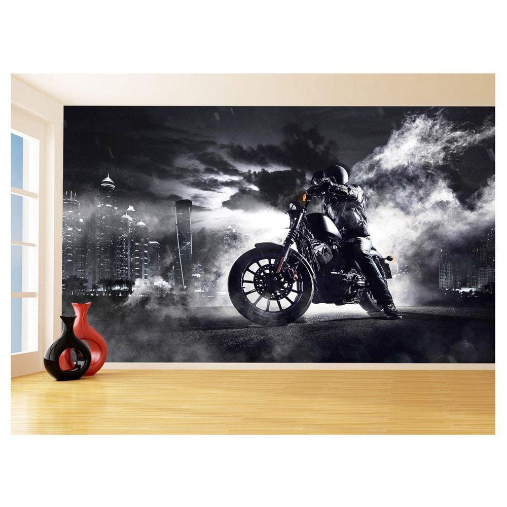 Papel De Parede 3D Moto Custom Chopper Viagem 3,5M Bkm111