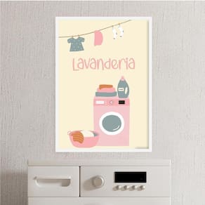 Quadro Decorativo De Lavanderia 24X18Cm Branca