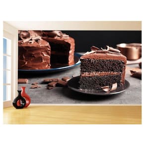 Papel De Parede Alimentos Bolo Chocolate Fatia 3,5M Al389