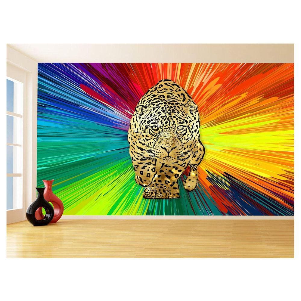 Papel De Parede 3D Animais Pop Art Onça Pintada 3,5M Pxa79