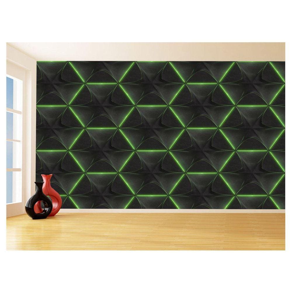 Papel De Parede 3D Colméia Moderno Gamer Verde 3,5M Txt85