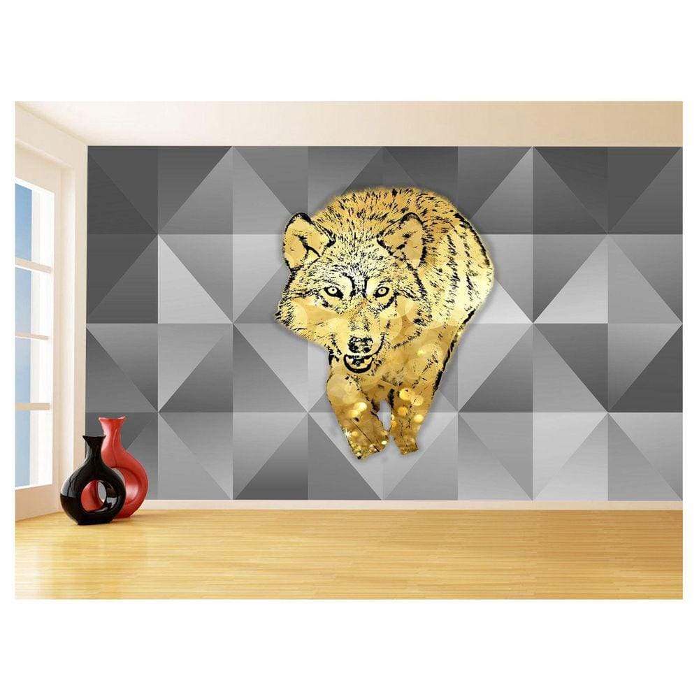Papel De Parede Animais Pop Art Lobo Colorido 3,5M Pxa628