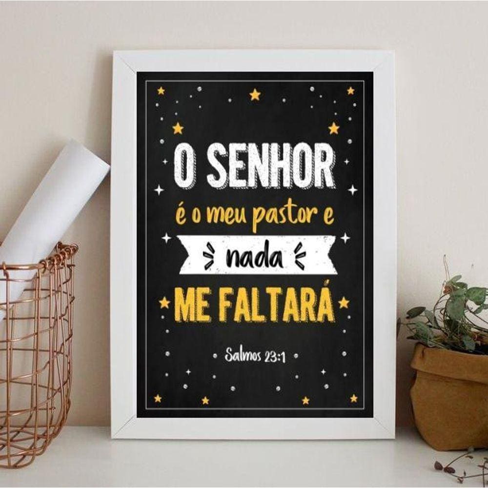 Quadro salmo 24x18cm - Moldura branca