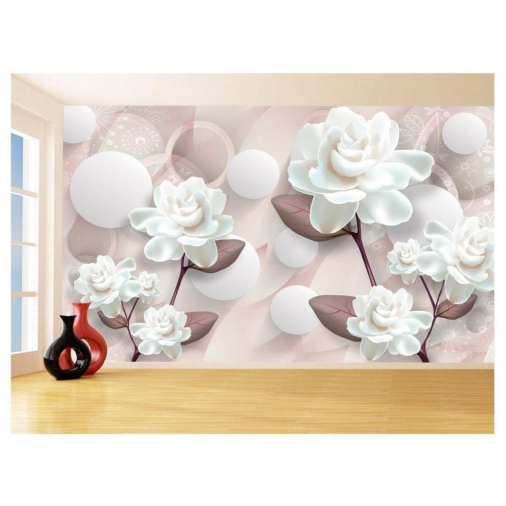 Papel De Parede 3D Floral Textura Sala Flores 3,5M Xfl331