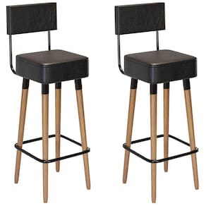 Kit 2 Banquetas Para Bancada Estofada Bariloche Preto