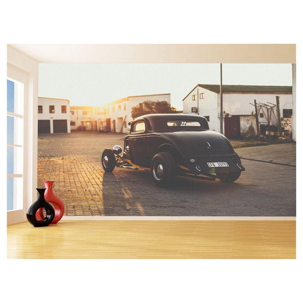 Papel De Parede 3D Carro Antigo Hot Rod Custom 3,5M Cxr58