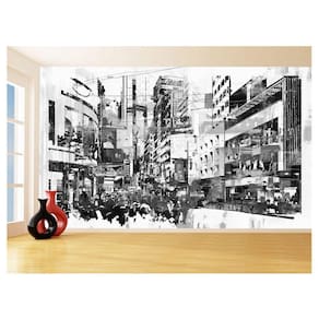 Papel De Parede Cidade Antiga Arte Retrô Preto 3,5M Cda91