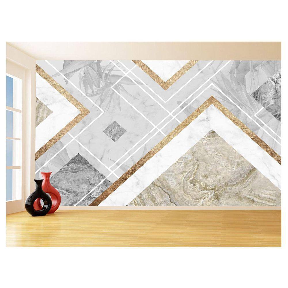 Papel De Parede 3D Estilo Marmore Cores Formas 3,5M Mbr71