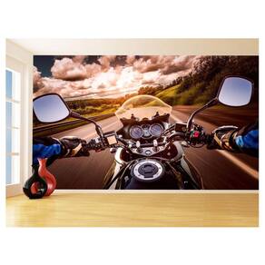 Papel De Parede 3D Moto Esporte Viagem Estrada 3,5M Bkm88