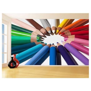 Papel De Parede 3D Infantil Lápis De Cor Escola 3,5M Azs243