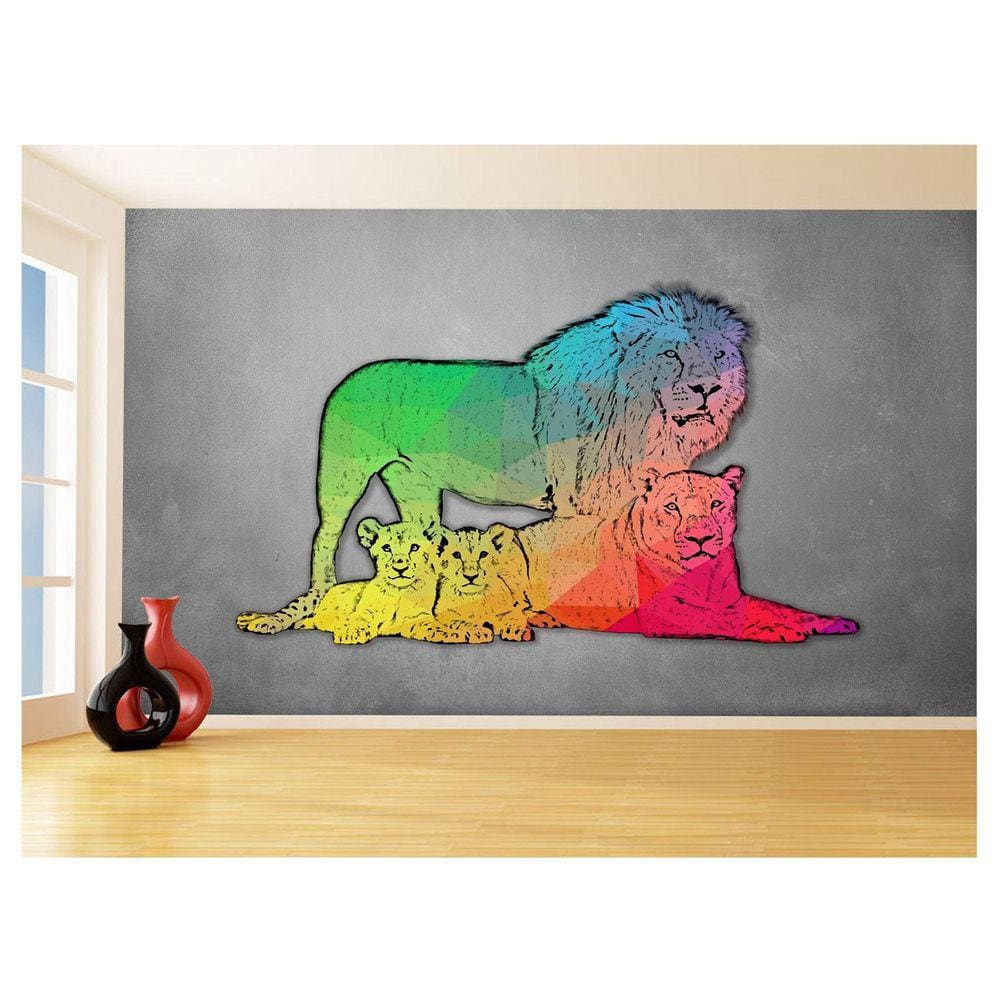 Papel De Parede Animais Pop Art Familia Leões 3,5M Pxa423