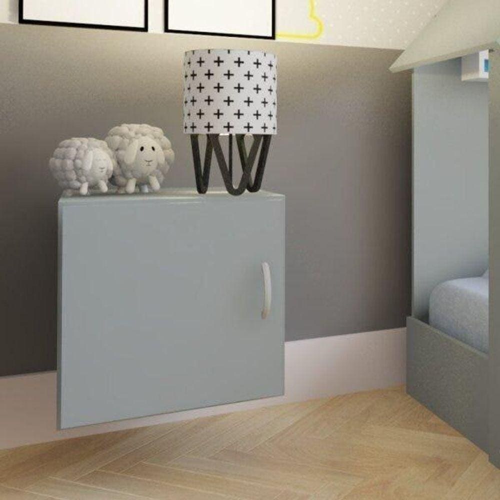 Nicho Infantil Tolix com 1 Porta Bramov Móveis Cinza Cristal