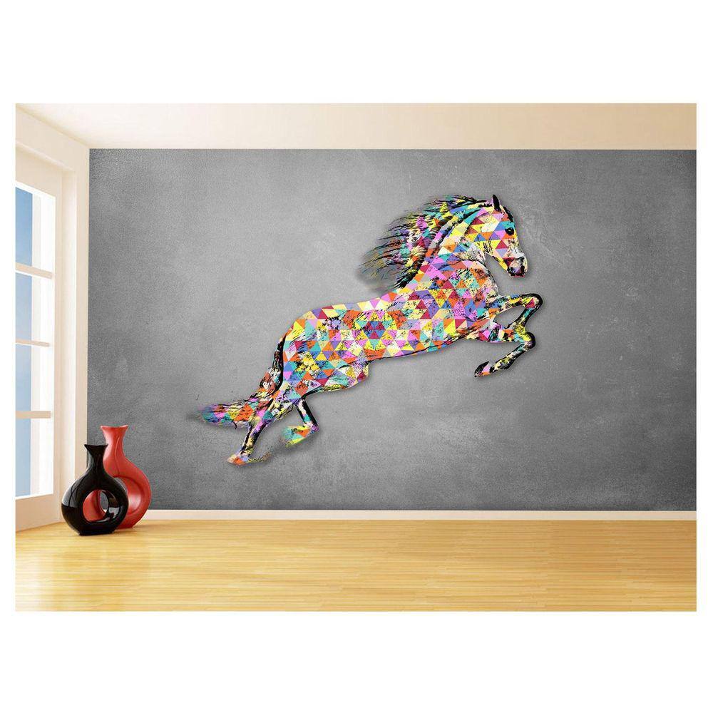 Papel De Parede 3D Animais Pop Art Cavalo Cores 3,5M Pxa327
