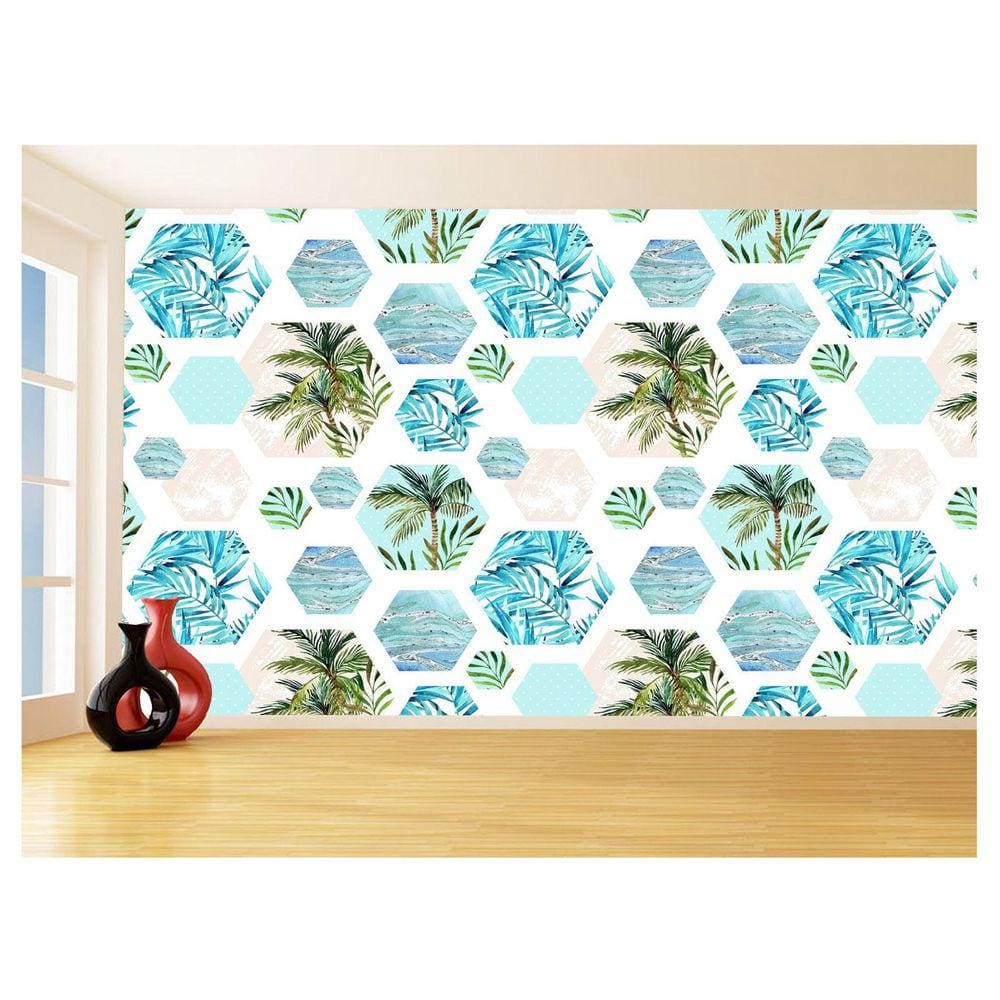 Papel De Parede 3D Textura Folhas Tropicais Mata 3,5M Txt74
