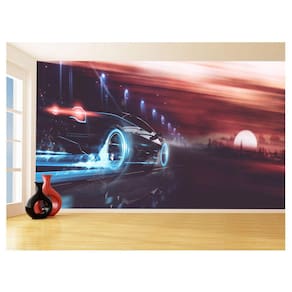 Papel De Parede Carro Futurístico Estilo Neon 3,5M Car361