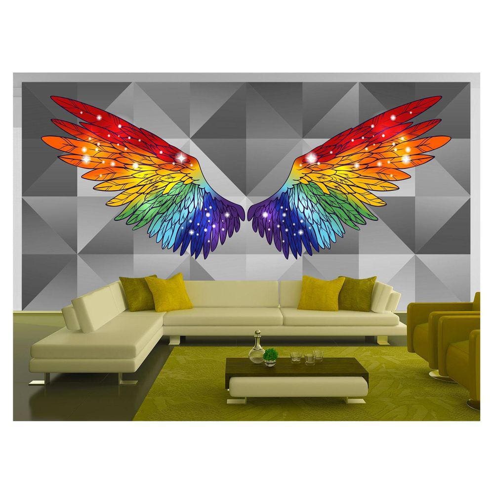 Papel De Parede 3D Arte Asas Selfie Insta Cores 3,5M Tra258