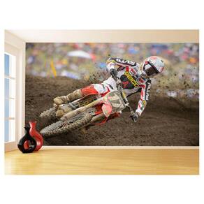 Papel De Parede 3D Moto Cross Trilha Terra Mx 3,5M Bkm16