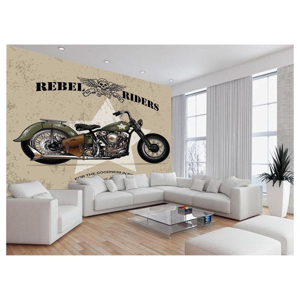 Papel De Parede 3D Moto Custom Chopper Viagem 3,5M Bkm134
