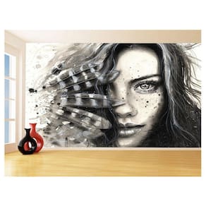 Papel De Parede Arte Rosto Mulher Preto Branco 3,5M Tra38