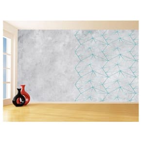 Papel De Parede Concreto Linhas Azul Turquesa 3,5M Kkt296