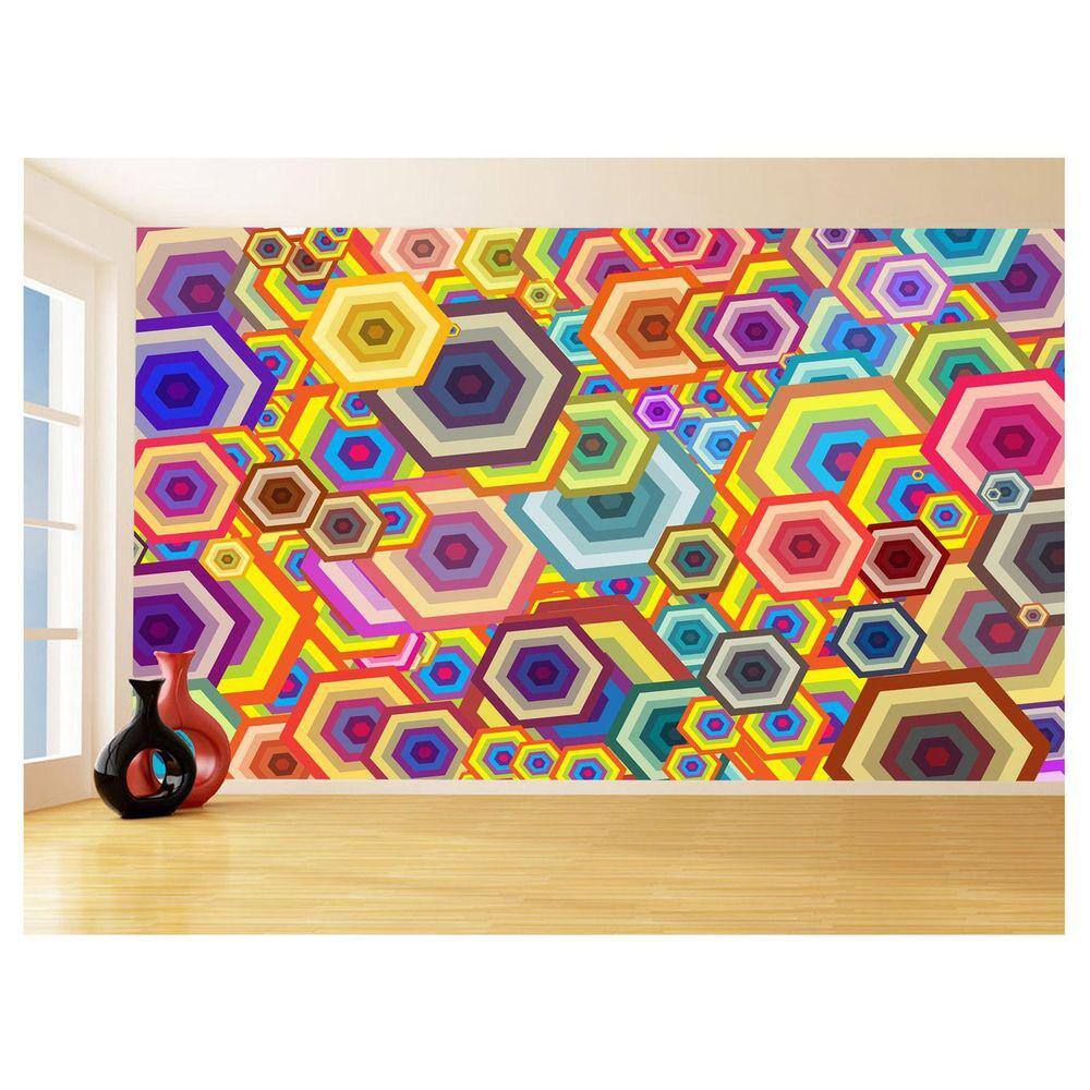 Papel De Parede 3D Geométrico Formas Linhas Cor 3,5M Gmt135