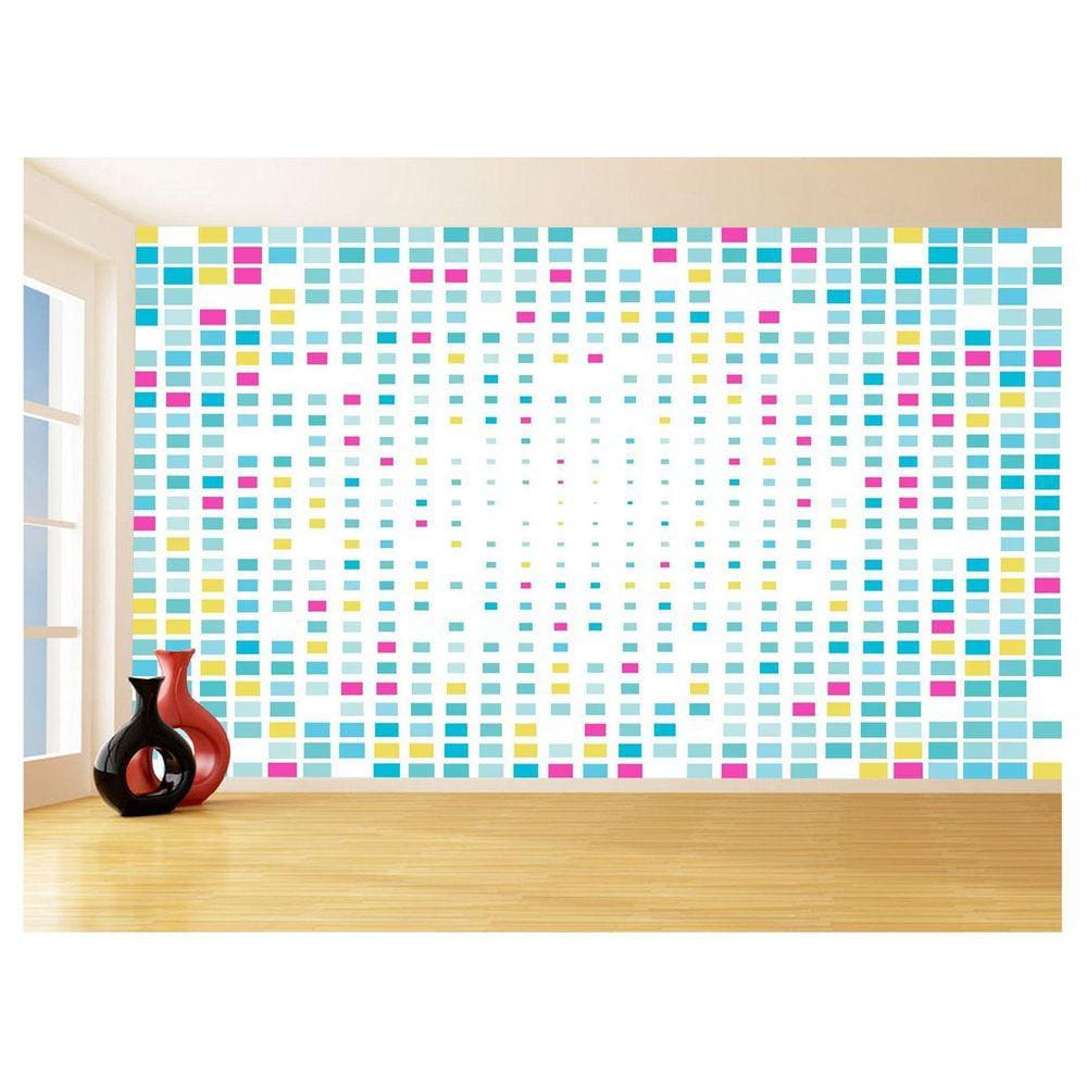 Papel De Parede Geométrico Quadrados Colorido 3,5M Gmt123