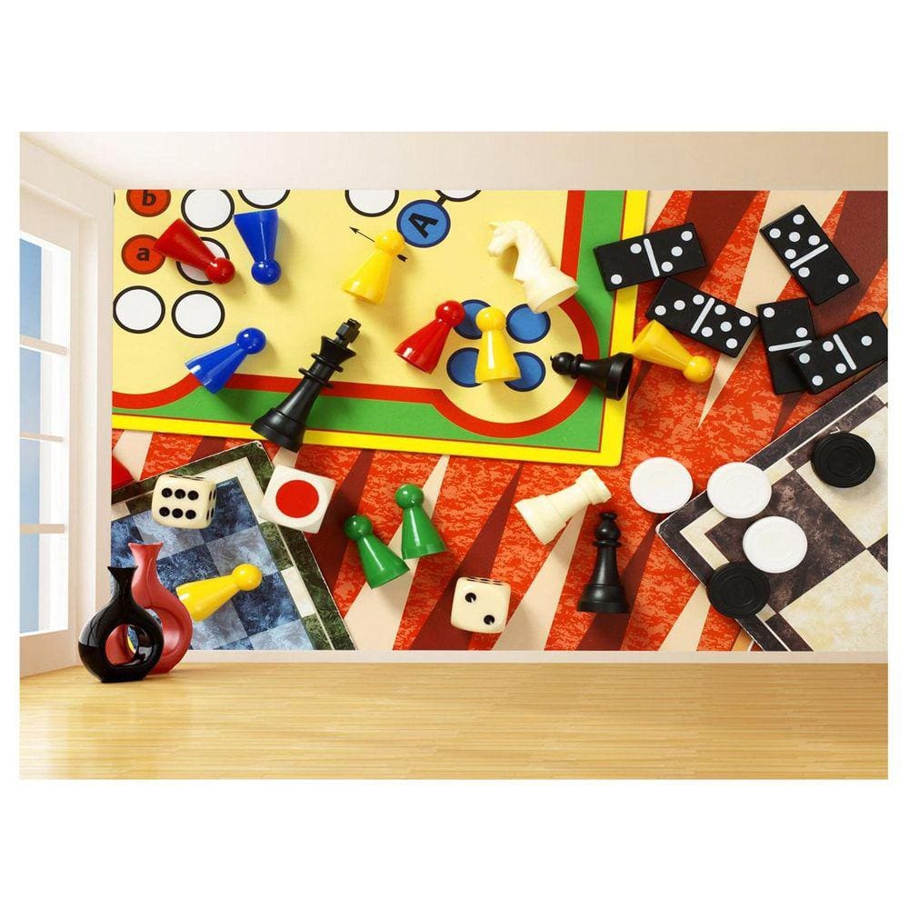 Papel De Parede Sala De Jogos Tabuleiros Dado 3,5M Jcs106