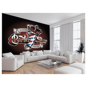 Papel De Parede 3D Barbearia Barber Shop Logo 3,5M Brb30