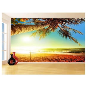 Papel De Parede 3D Paisagem Por Do Sol Mar Praia 3,5M Pds37